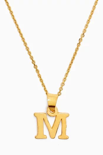 قلادة بدلاية على شكل حرف M فضة مطلية بذهب عيار 18