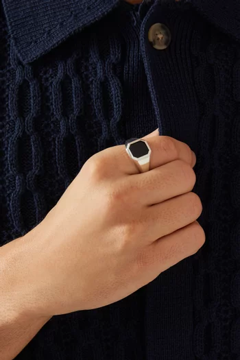 Streamline® Onyx Signet Ring in Sterling Silver, 14mm