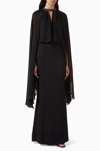 Sonya Embellished-trim Maxi Dress in Crepe