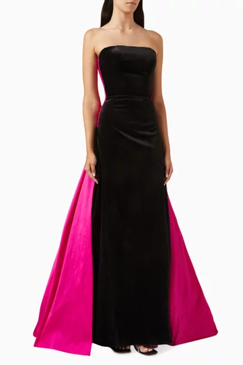 Alysa Lace-up Train Gown in Velvet