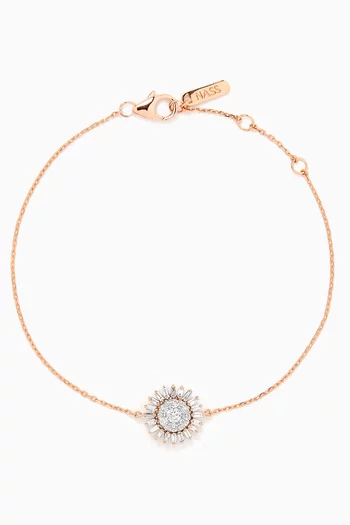 Flower Diamond Chain Bracelet in 18kt Rose Gold
