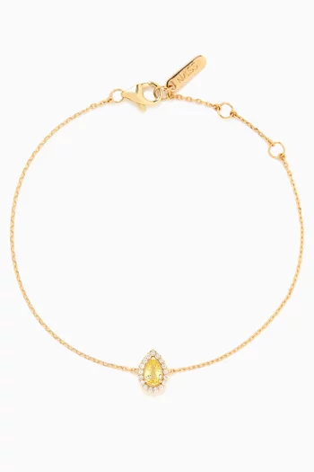 Framed Teardrop Sapphire & Diamond Bracelet in 18kt Yellow Gold