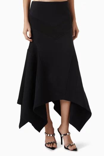 Asymmetric Maxi Skirt in Brushed Fleece