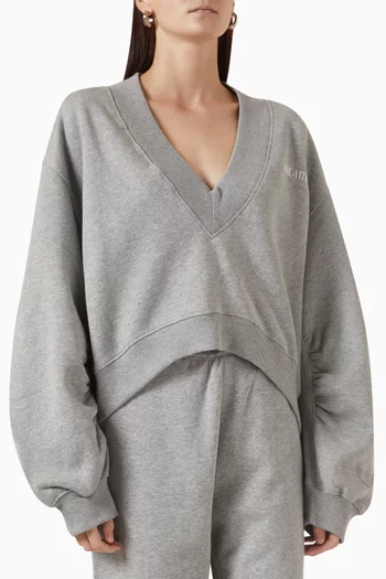 V-neck Oversized Sweatshirt in Brushed Fleece