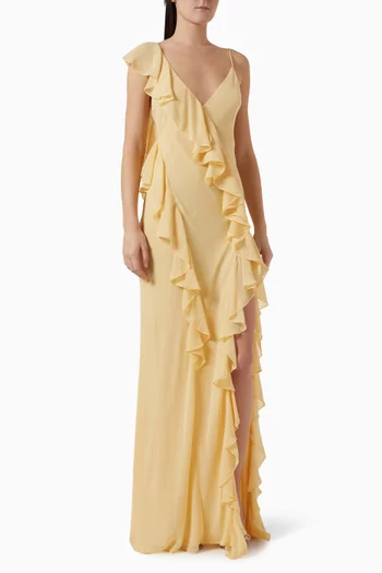Olivialle Ruffled Maxi Dress in Georgette