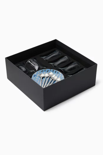 طقم استكانات شاي وأطباق مون سيت، 6 قطع