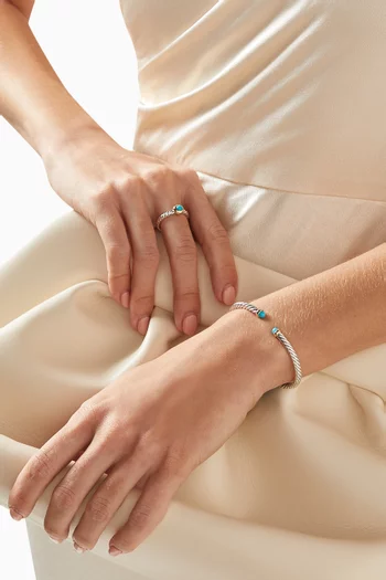 خاتم مودرن كيبل مرصع بالفيروز فضة وذهب عيار 14