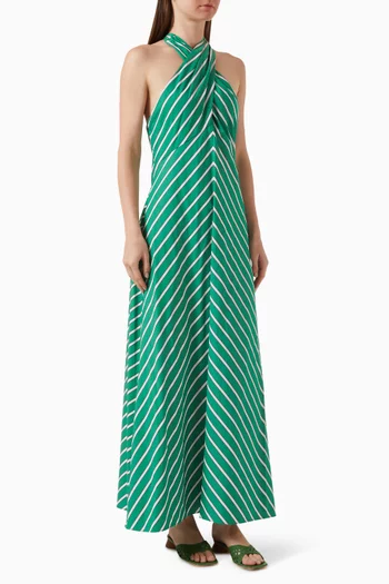 Dawn Striped Maxi Dress in Cotton-poplin