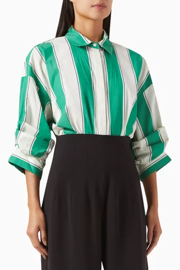 Traverse Striped Oversized Bodysuit Shirt in Cotton-poplin