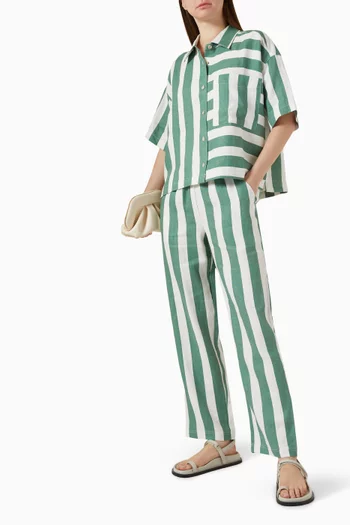 Weekend Striped Pants in Linen