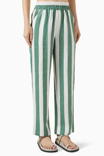 Weekend Striped Pants in Linen