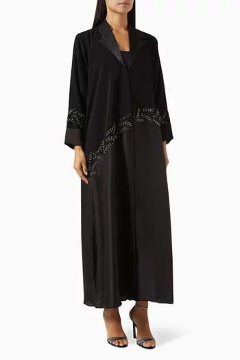 Bead Embroidered Abaya in Nada & Velvet