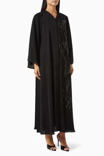 Bead Embellished Abaya in Nada