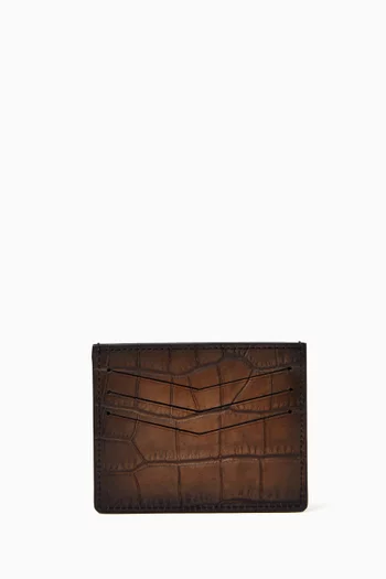 Credit Card Holder in Alligator-embossed Leather