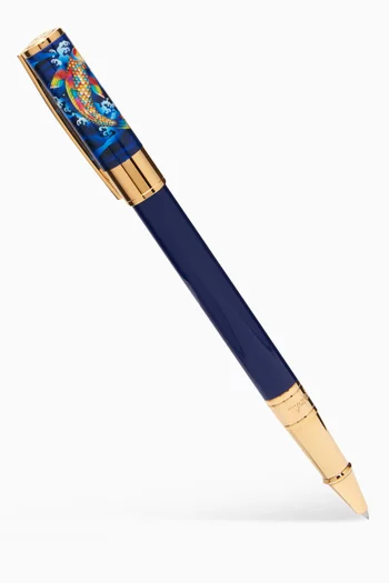 قلم حبر جاف مزين بطبعة سمكة الكوي وحرف D