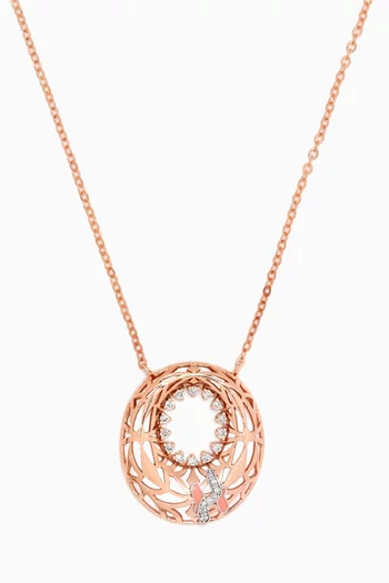 Retro Diamond & Enamel Letter 'H' Necklace in 18kt Rose Gold