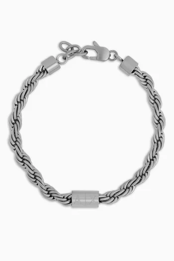 Logo Twisted Chain Bracelet in Stainless Steel