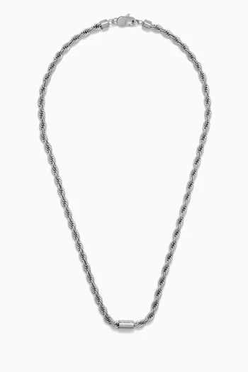 Logo Twisted Chain Necklace in Stainless Steel
