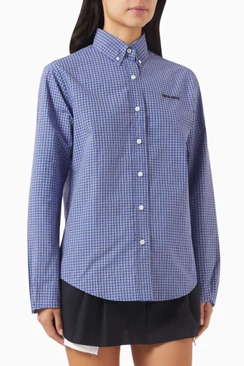 Embroidered-logo Checked Shirt in Cotton