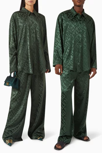 قميص بسيط مزين بالكامل بشعار الماركة جاكار للجنسين