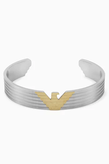 Buy Emporio Armani Silver Eagle logo Cuff Bracelet in Stainless Steel for Men Online Ounass Kuwait