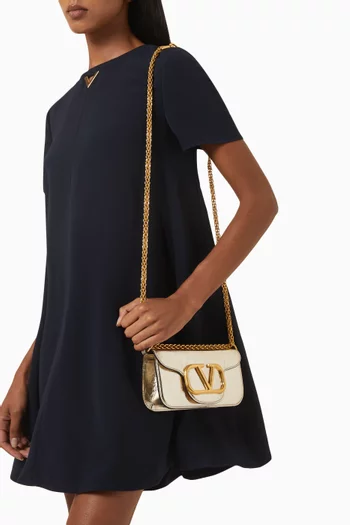 حقيبة كتف لوكو صغيرة جلد عجل لامع