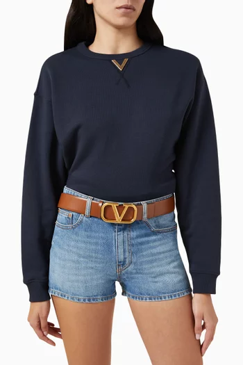 Valentino Garavani VLOGO Reversible Belt in Glossy Calfskin
