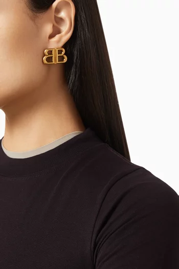 Monaco Stud S Earrings in Antique Brass