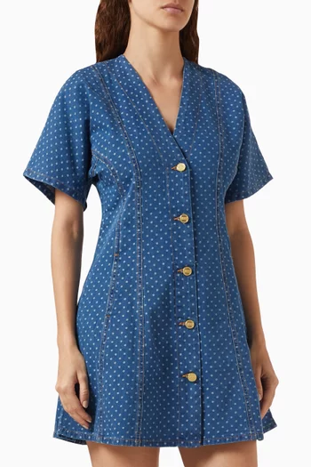 Polka-dot Mini Dress in Denim