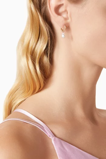 Mini Pearl Drop Hoop Earrings in 14kt Recycled Gold