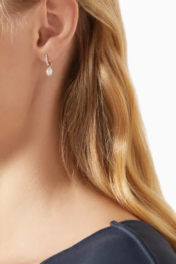Diamond & Pearl Charm Hoop Earrings in 14kt Recycled Gold