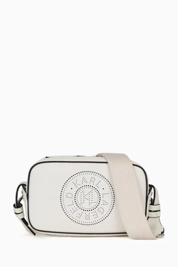 K/Circle Perforated Crossbody Bag in Leather