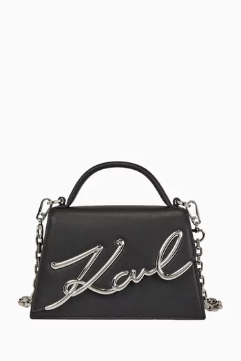 K/Signature Top-handle Bag in Leather