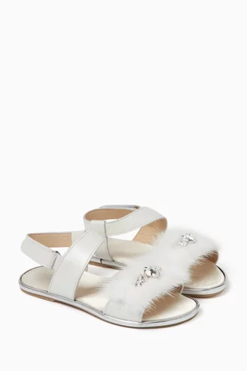 Crystal Embellished Sandals in Calf Leather