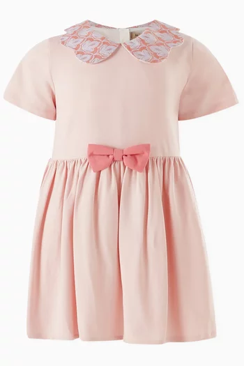 Scalloped Collar Dress in Cotton-jersey