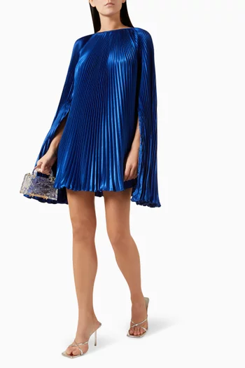 Palais Cape-sleeve Mini Dress in Satin