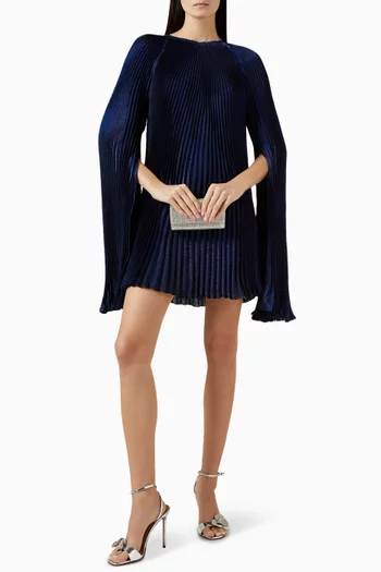 Palais Cape-sleeve Mini Dress in Satin