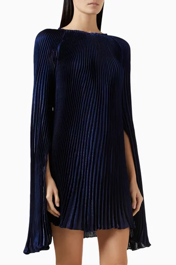 Palais Cape-sleeve Mini Dress in Satin