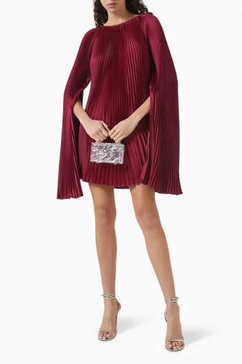 Palais Cape-sleeve Mini Dress in Satin