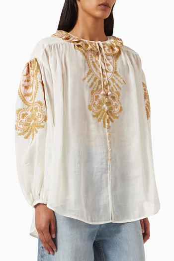 Waverly Embroidered Top in Ramie
