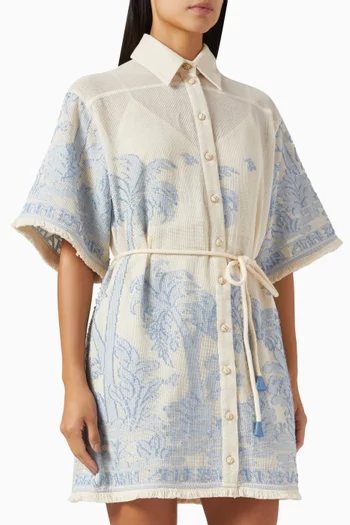 Ottie Palm Shirt Dress in Cotton