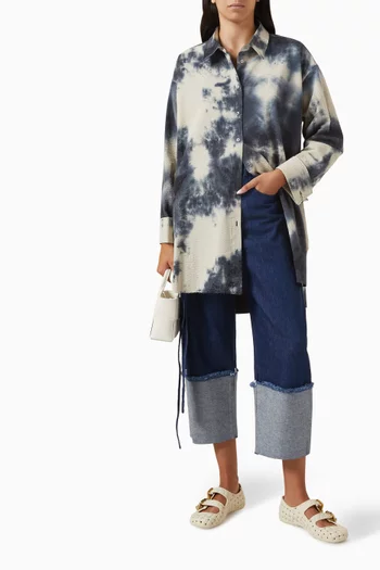 Roll-up Belted Jeans in Denim