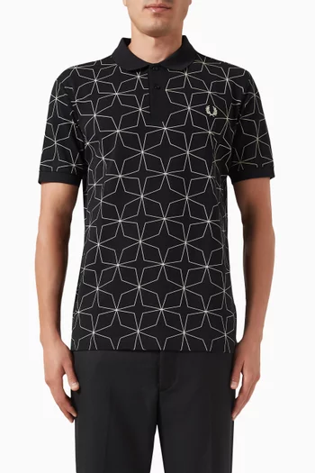Geometric Polo Shirt in Cotton-piqué