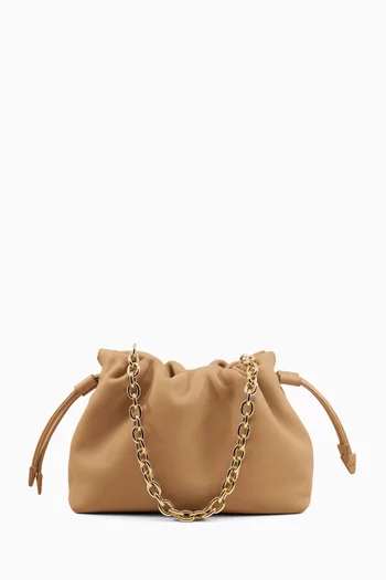 Alexandra Petite Drawstring Clutch in Leather