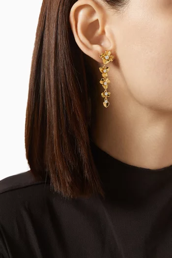 Precious Pansy Linear Earrings in Metal