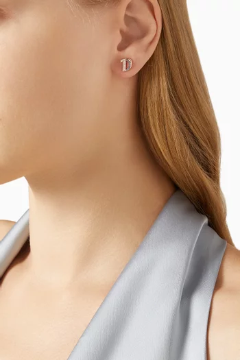 Retro 'D' Diamond Stud Earrings in 18kt Rose Gold