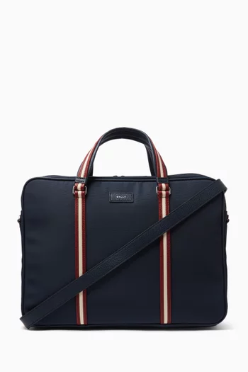 Code Briefcase in Nylon & Grained Leather
