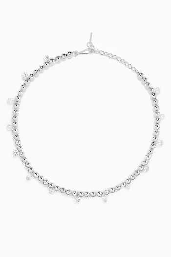 Cubic Zirconia Beaded Necklace in Sterling Silver