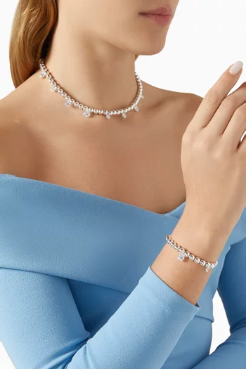 سوار مزين بخرز وأحجار زركونيا مكعبة فضة إسترلينية