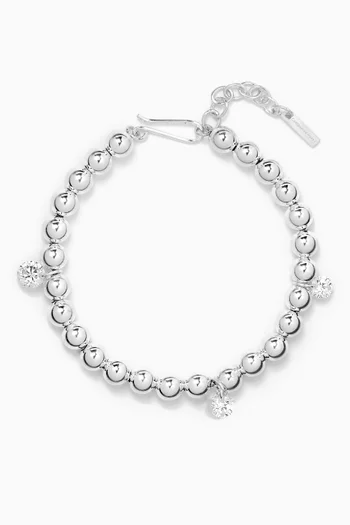 Cubic Zirconia Beaded Bracelet in Sterling Silver